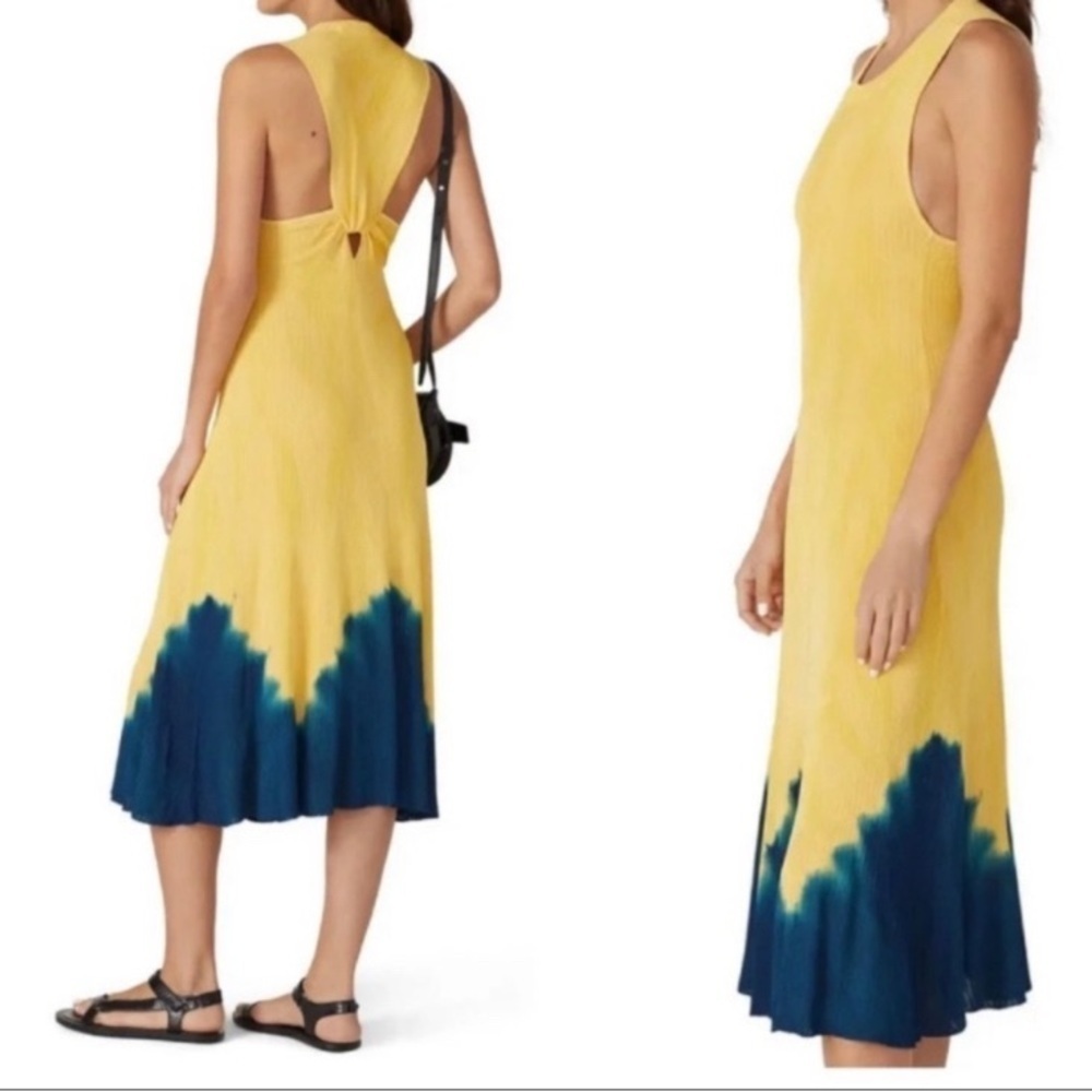 Proenza Schouler Yellow Blue Sleeveless Dress Sundress Summer Tie Dye Dip M v6x